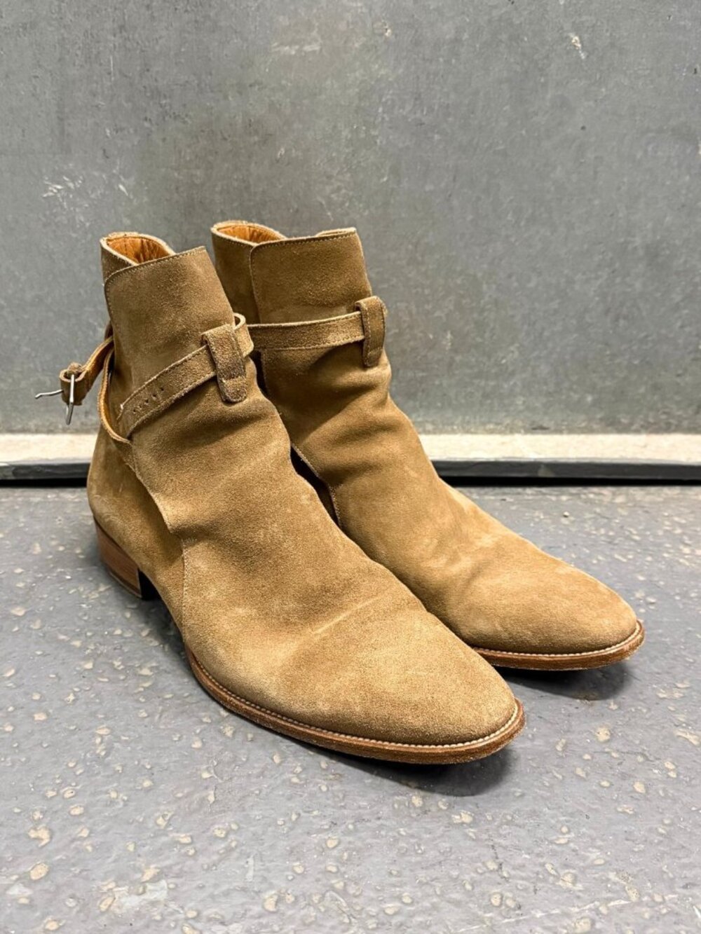SAINT LAURENT WYATT JODHPUR Tan Suede Leather Boots